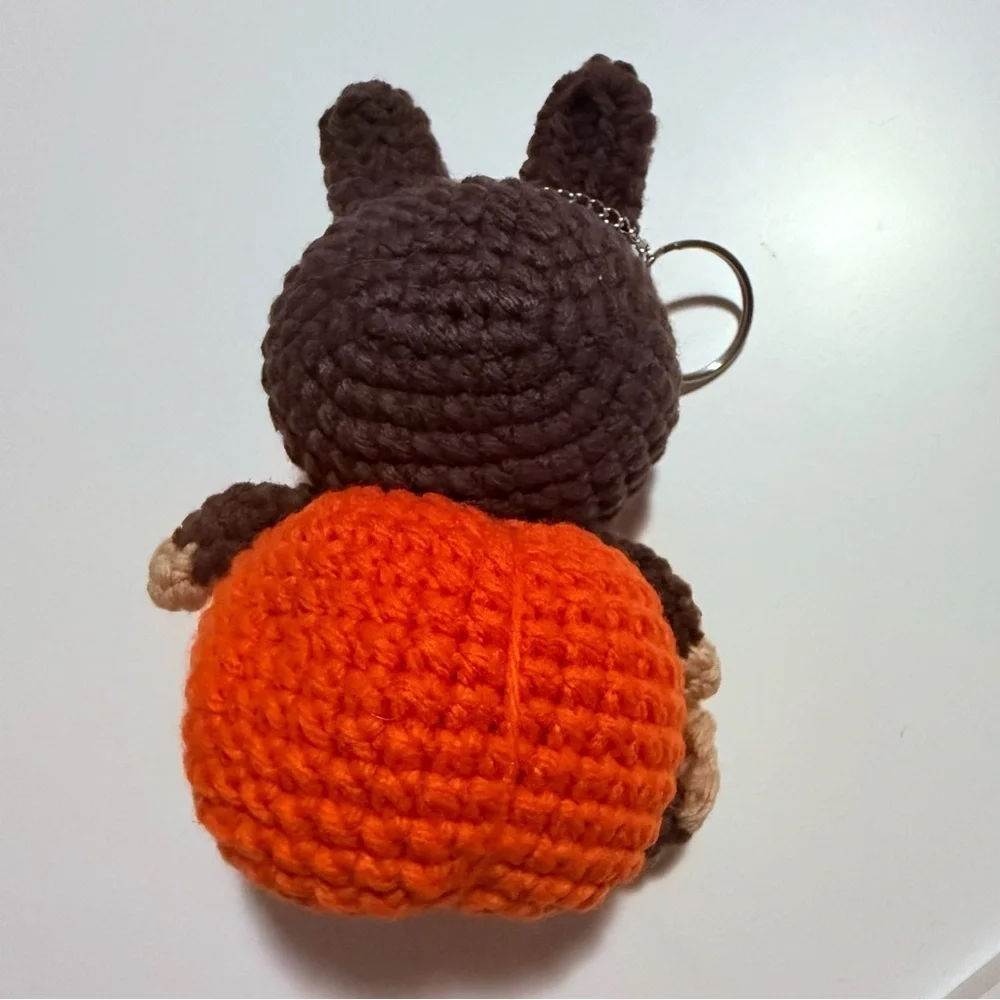 Handmade One of a Kind Labubu with Pumpkin Keychain